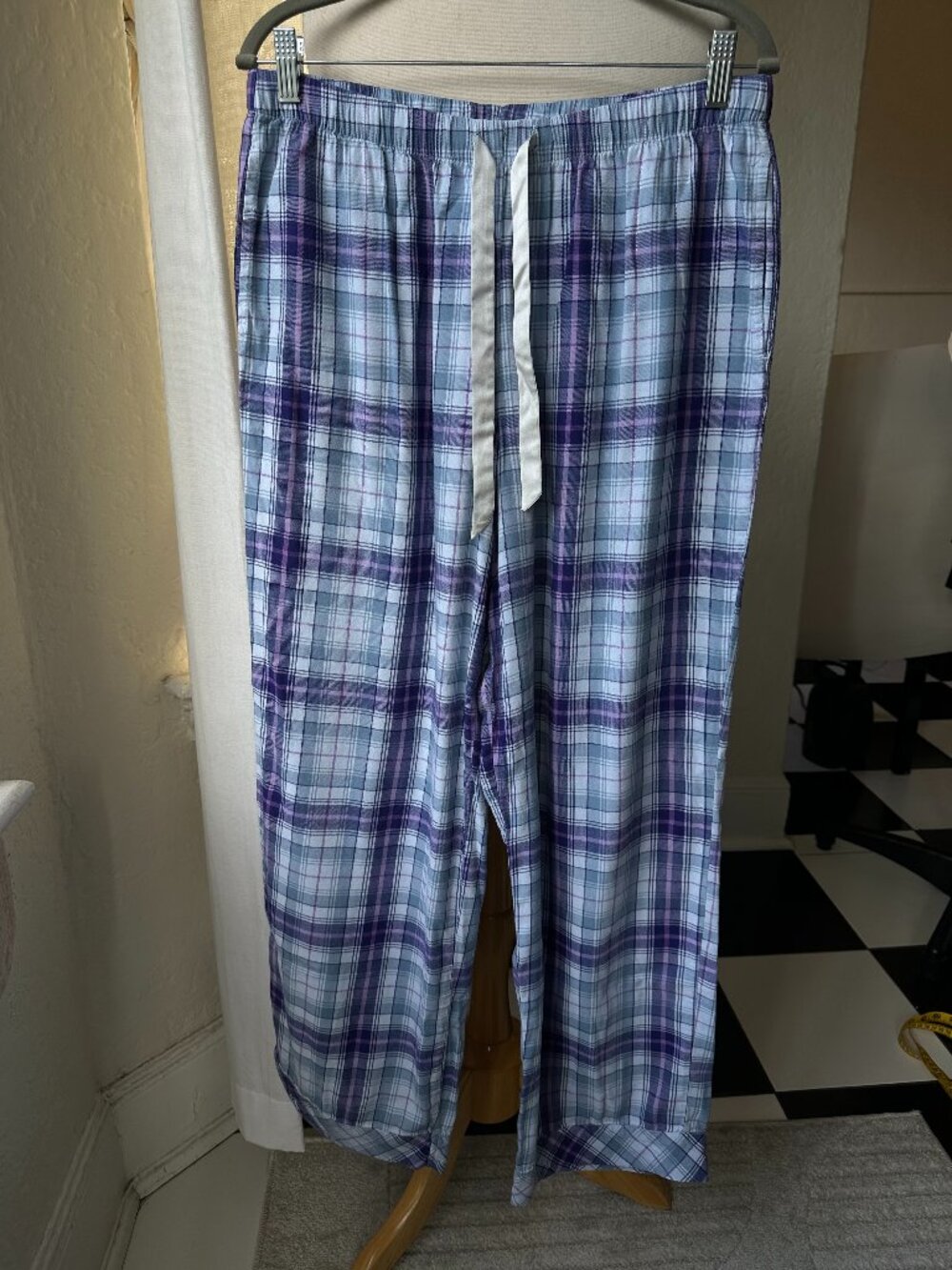 Victoria’s Secret Plaid Pajama Pants M Blue Purple Cotton Modal Lounge